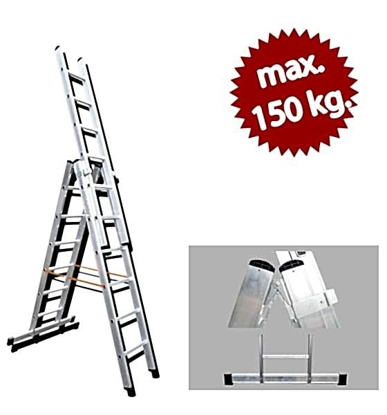 ÜÇ PARÇALI ALÜMİNYUM A TİPİ ÜSTÜNE SÜRGÜLÜ MERDİVEN